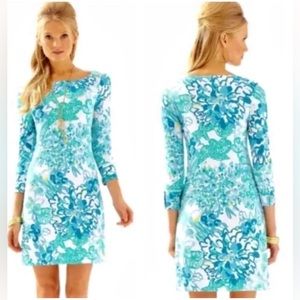 LILLY PULITZER Sophie Dress In A Pinch Print Boat Neck 3/4 Sleeves Sz XS